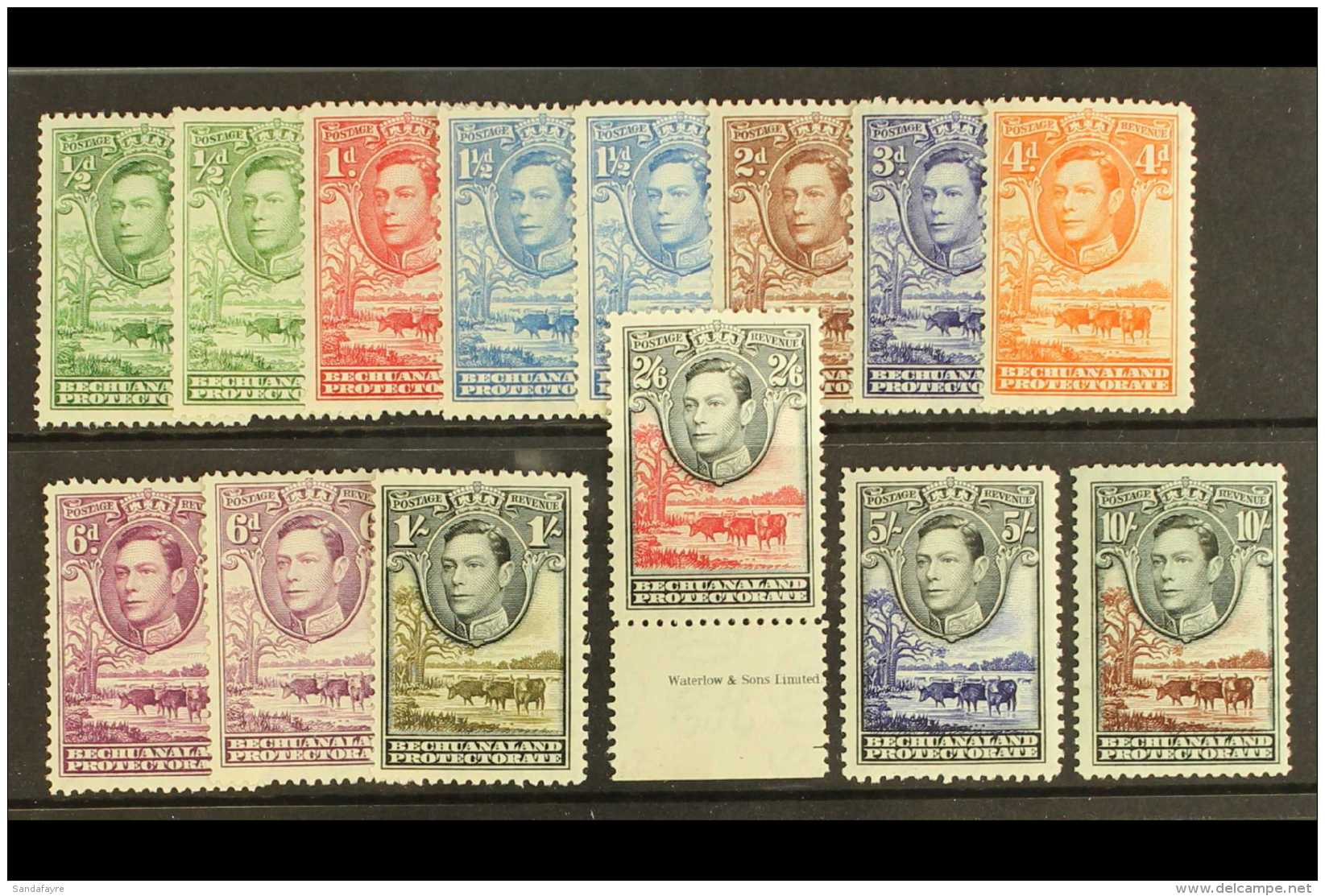 1938-52 KGVI Defins Complete Set Plus Listed Shades Of &frac12;d, 1&frac12;d &amp; 6d, SG.118/28, 118a, 120a,... - Autres & Non Classés