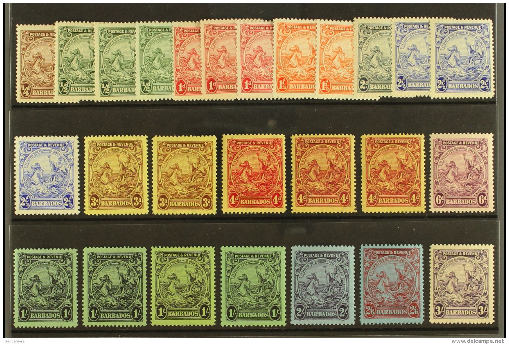 1925-35 Definitives Complete Set, SG 229/39, Including Shades And ALL Perf Changes, Very Fine Mint. (26 Stamps)... - Barbades (...-1966)