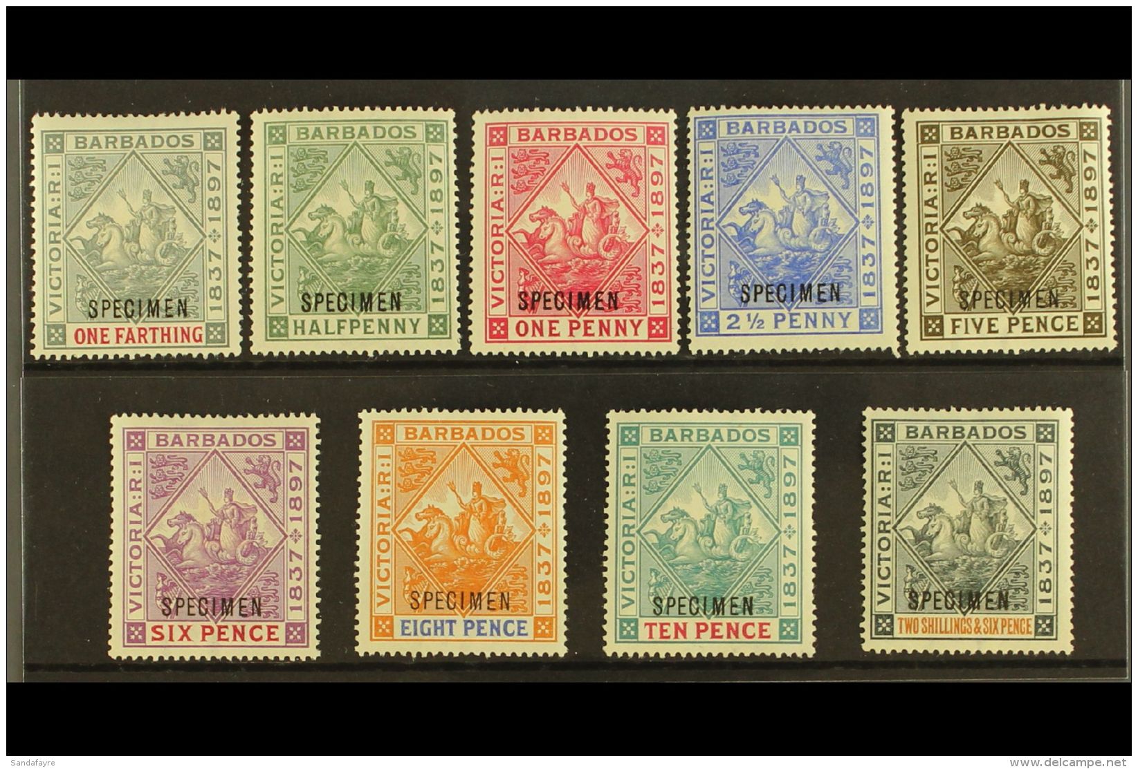 1897 Diamond Jubilee Set Complete Overprinted "Specimen", SG 116s/24s, Very Fine Mint. (9 Stamps) For More Images,... - Barbados (...-1966)