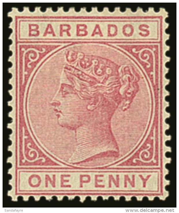 1882 1d Rose, Sideface, SG 91, Very Fine Mint. For More Images, Please Visit... - Barbados (...-1966)