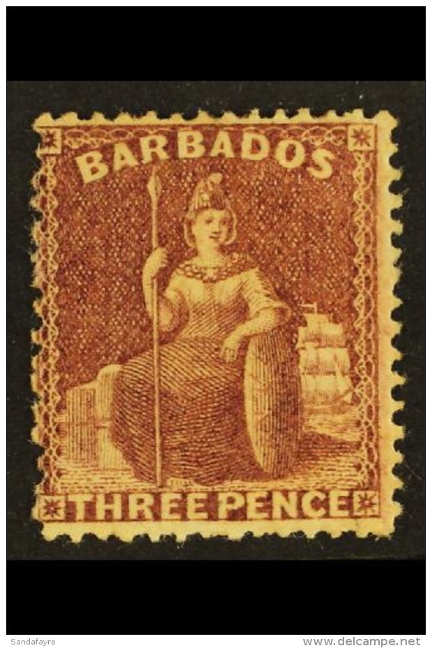 1873 3d Brown-purple, SG 63, Fine Mint. For More Images, Please Visit... - Barbades (...-1966)