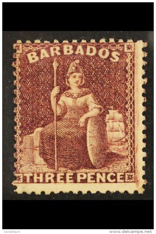 1873 3d Brown-purple, SG 63, Mint, Dry Gum, But With Good Colour And Lovely Crisp Engraving. For More Images,... - Barbades (...-1966)