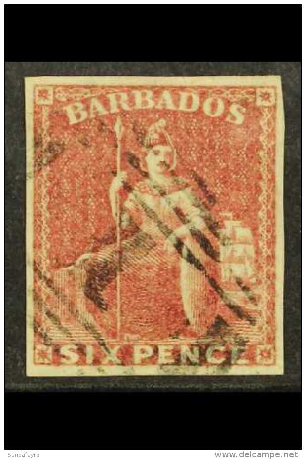 1858 6d Pale Rose-red, SG 11, Very Fine Used With Four Good Neat Margins And Neat Numeral Cancel. For More Images,... - Barbados (...-1966)