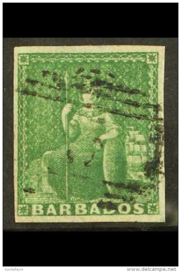 1855-58 (&frac12;d) Green, SG 8, 4 Margins, Very Fine Used. For More Images, Please Visit... - Barbados (...-1966)