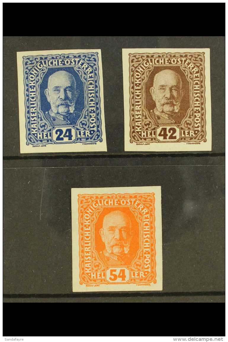 POSTAGE DUES 1917 24h Blue, 42h Brown And 54h Orange IMPERF WITHOUT OVERPRINTS Varieties, Michel 60 &amp; 62/63 I,... - Sonstige & Ohne Zuordnung