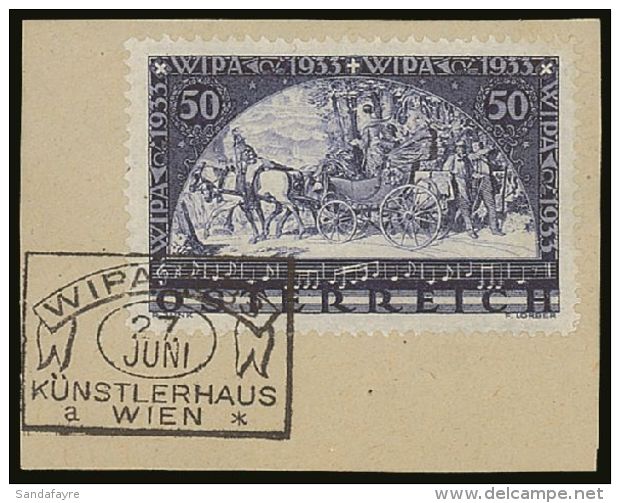 1933 INTERNATIONAL PHILATELIC EXHIBITION 50g + 50g Blue 'WIPA' On Ordinary Paper (Mi 555A, SG 703) Very Fine Used... - Sonstige & Ohne Zuordnung