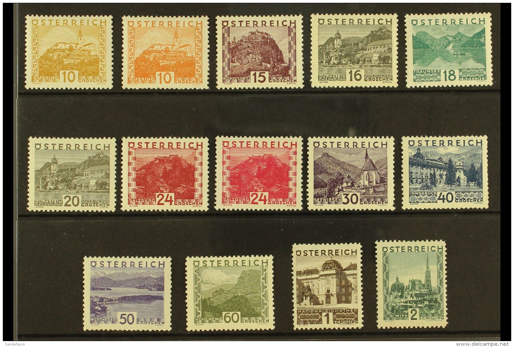 1929-30 Large Views Complete Set, Michel 498/511, Superb Mint, All Stamps Never Hinged Except For The 20g Grey.... - Sonstige & Ohne Zuordnung