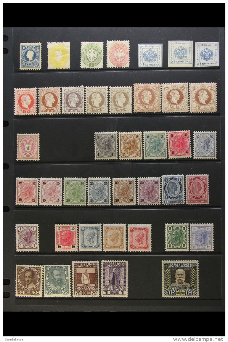 1858-1918 INTERESTING MINT COLLECTION Mostly Fine And Fresh And Which Includes 1858-59 15kr (reprint), 1860-61 2kr... - Autres & Non Classés