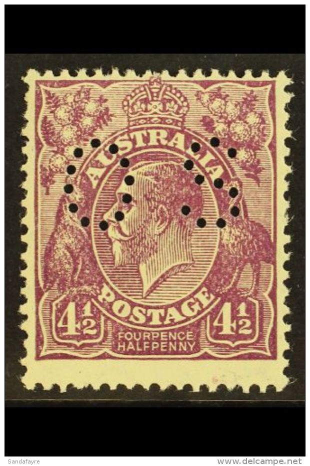 OFFICIAL 1926-30 4&frac12;d Violet Perf 13&frac12;x12&frac12; Punctured "OS", SG O109, Very Lightly Hinged Mint.... - Andere & Zonder Classificatie