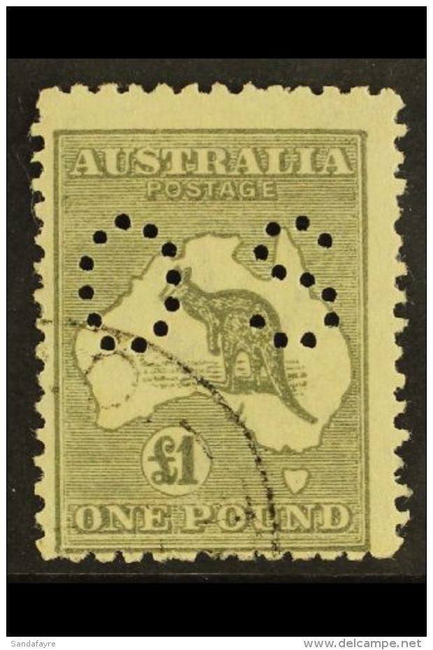 OFFICIAL 1923-24 &pound;1 Grey Punctured "OS", SG O78, Fine Used. For More Images, Please Visit... - Autres & Non Classés