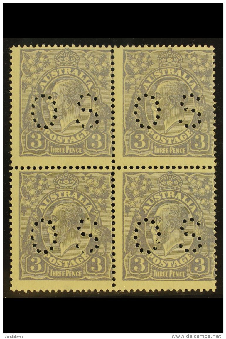 OFFICIAL 1924 3d Dull Ultramarine KGV Perforated "O S", SG O82, BLOCK OF FOUR Never Hinged Mint. For More Images,... - Autres & Non Classés