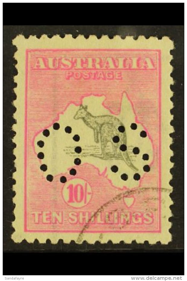 OFFICIAL 1915-28 10s Grey And Pink Punctured "OS", SG O51, Very Fine Used. For More Images, Please Visit... - Andere & Zonder Classificatie