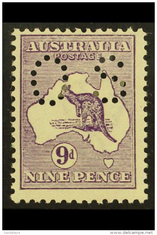 OFFICIAL 1914 9d Violet Punctured "OS", SG O24, Lightly Hinged Mint. For More Images, Please Visit... - Autres & Non Classés