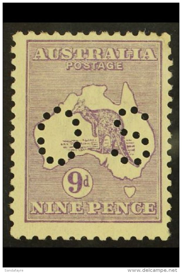 OFFICIAL 1915 9d Violet Punctured "OS", SG O34, Lightly Hinged Mint. For More Images, Please Visit... - Autres & Non Classés