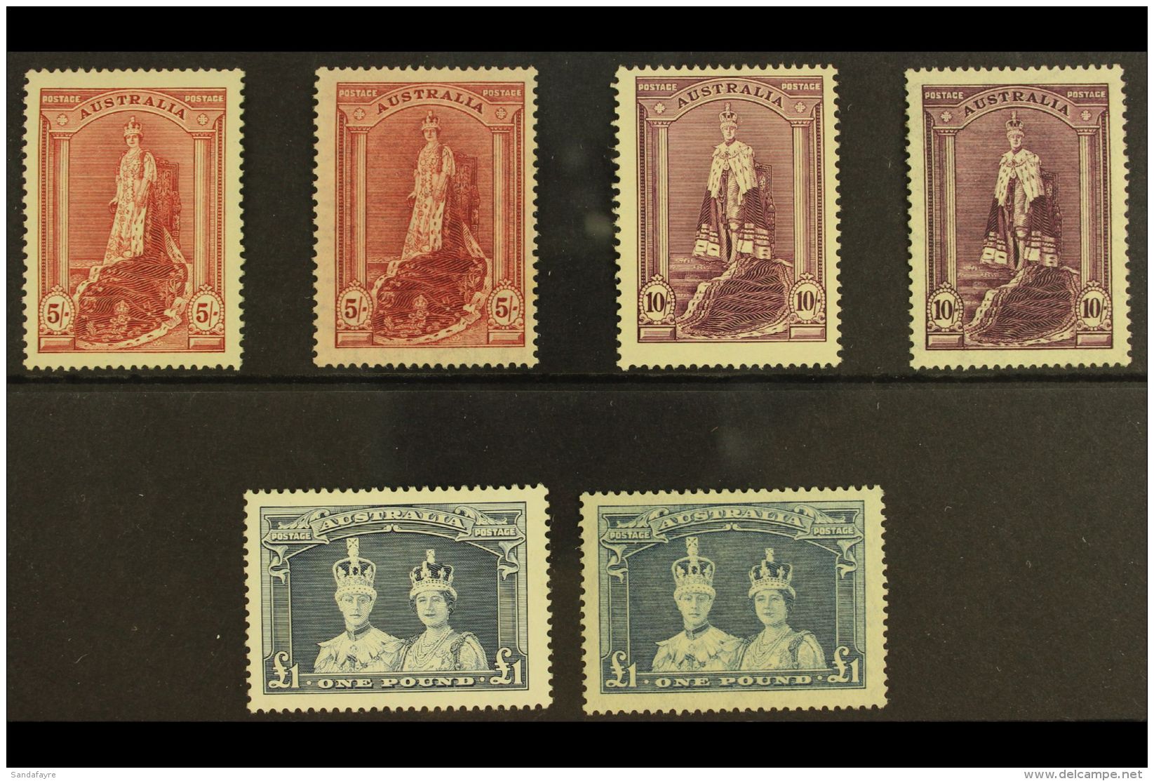 1937-49 "Robes" Both Papers 5s, 10s And &pound;1, SG 176/78a, Never Hinged Mint. (6 Stamps) For More Images,... - Sonstige & Ohne Zuordnung