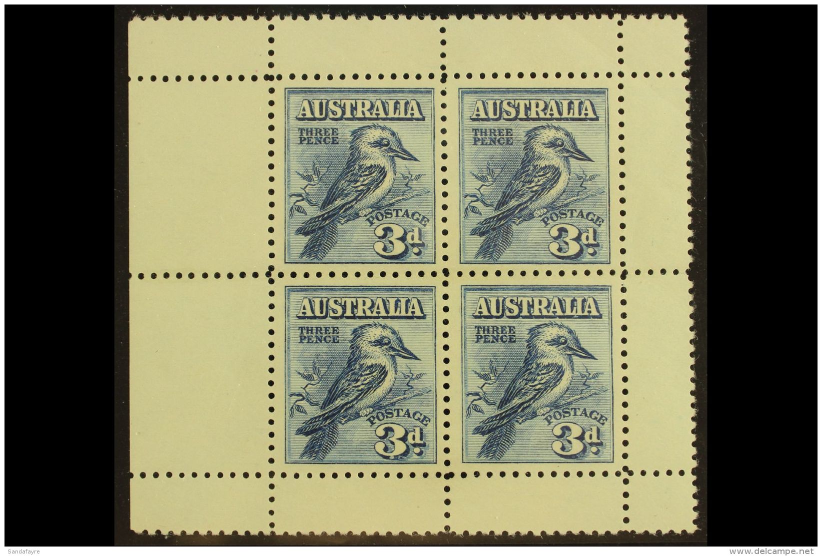 1928 National Stamp Exhibition Miniature Sheet Containing 3d Blue Kookaburra Block Of Four, SG MS106a, Never... - Sonstige & Ohne Zuordnung