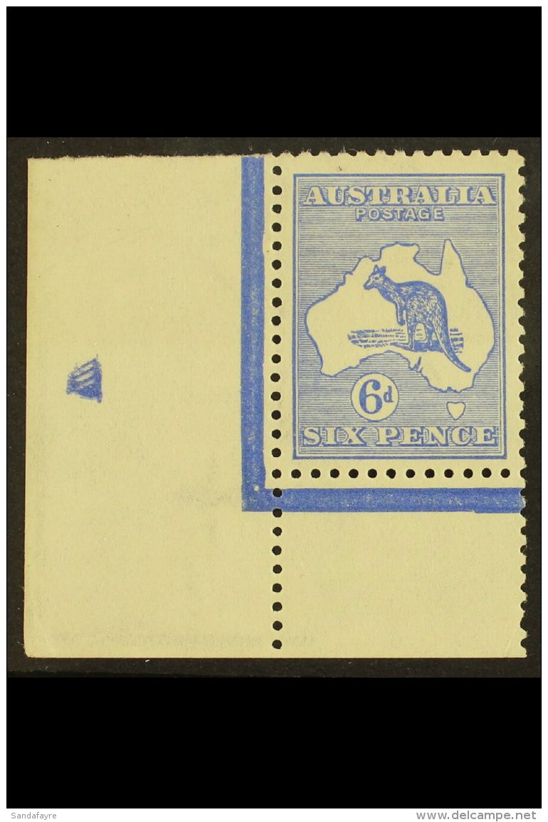 1915-27 6d Bright Ultramarine Kangaroo, Die IIB, SG 38d, Superb Never Hinged Mint Corner Marginal Example. For... - Andere & Zonder Classificatie