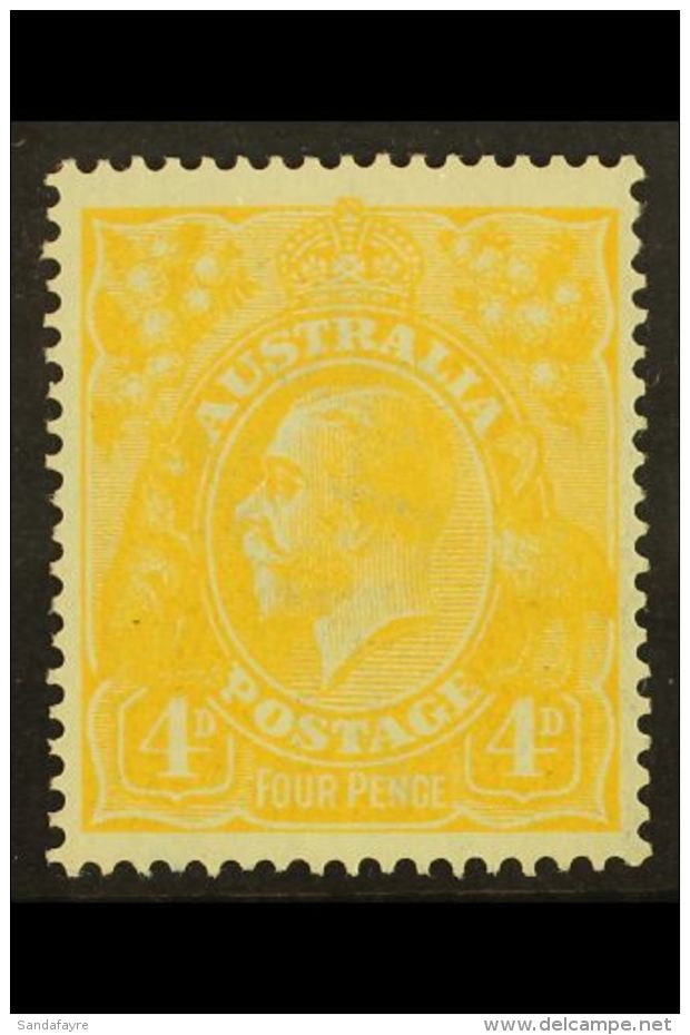 1914-20 4d Lemon Yellow George V Head, SG 22b, Superb Mint, Lovely Fresh Colour. For More Images, Please Visit... - Sonstige & Ohne Zuordnung