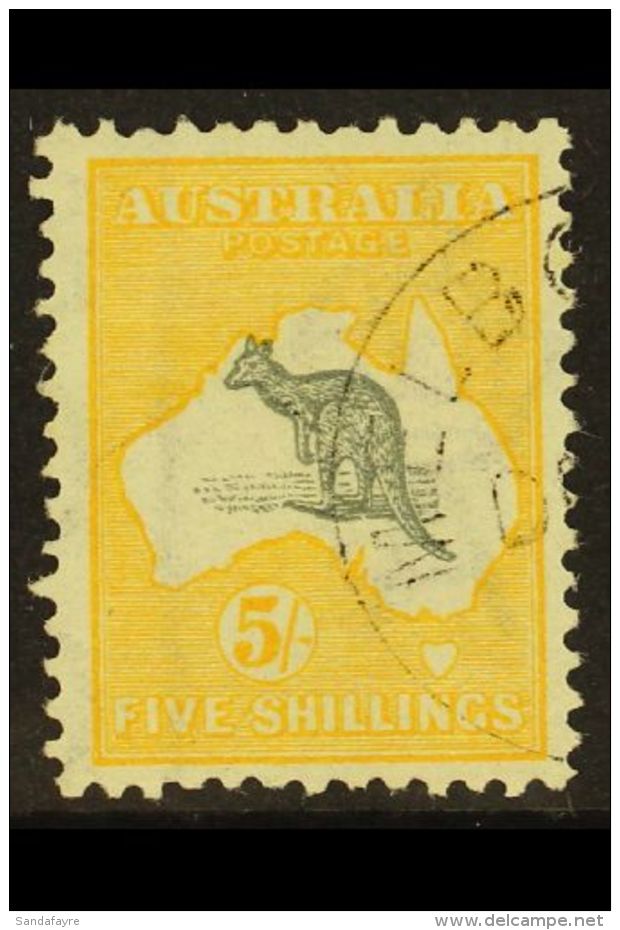 1913-14 5s Grey And Yellow Kangaroo, SG 13, Very Fine Used With Neat Cds Cancel. For More Images, Please Visit... - Sonstige & Ohne Zuordnung