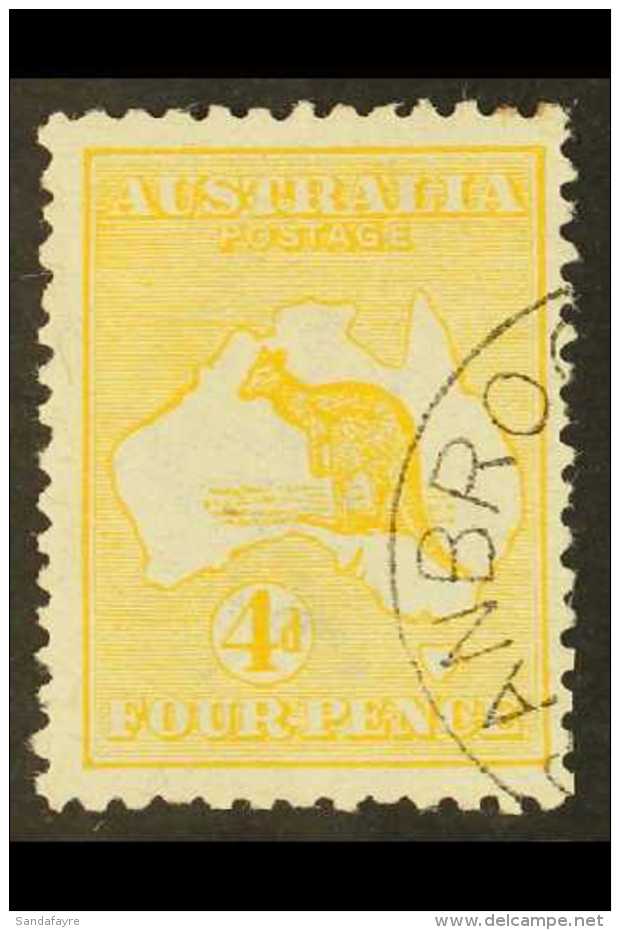 1913 4d Orange- Yellow 'Roo, SG 6a, Superb Used With Presentation Cds Cancellation. For More Images, Please Visit... - Andere & Zonder Classificatie