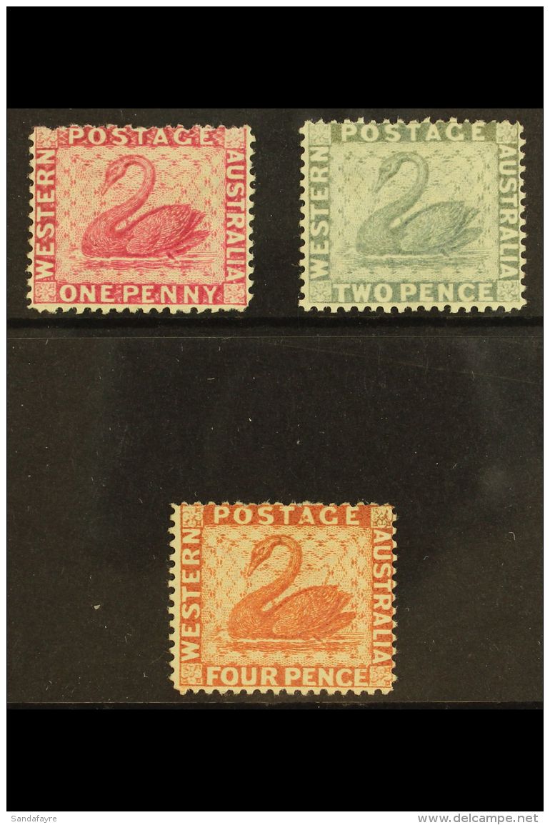 WESTERN AUSTRALIA 1888 1d, 2d &amp; 4d Wmk Crown CA Sideways Set, SG 103/5, Very Fine Mint (3). For More Images,... - Andere & Zonder Classificatie