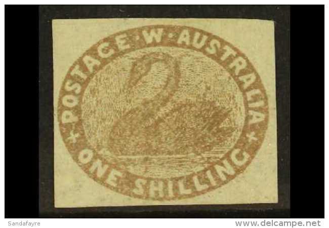 WESTERN AUSTRALIA 1855 1s Grey-brown Imperf, SG 4b, Superb Unused With 4 Good Neat Margins &amp; Fabulous Fresh... - Sonstige & Ohne Zuordnung