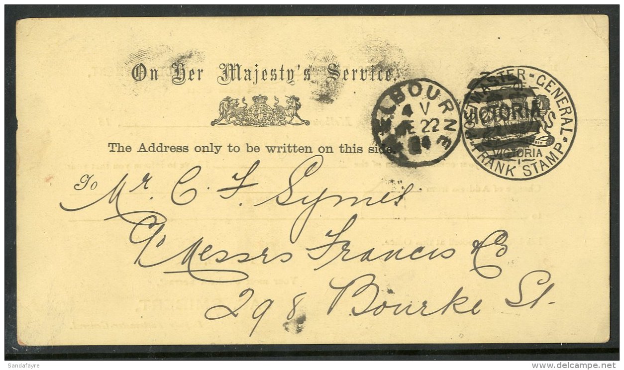 VICTORIA 1894 OHMS Printed Reply Postcard From Post Office &amp; Telegraph Department Showing A Fine FRANK STAMP... - Sonstige & Ohne Zuordnung