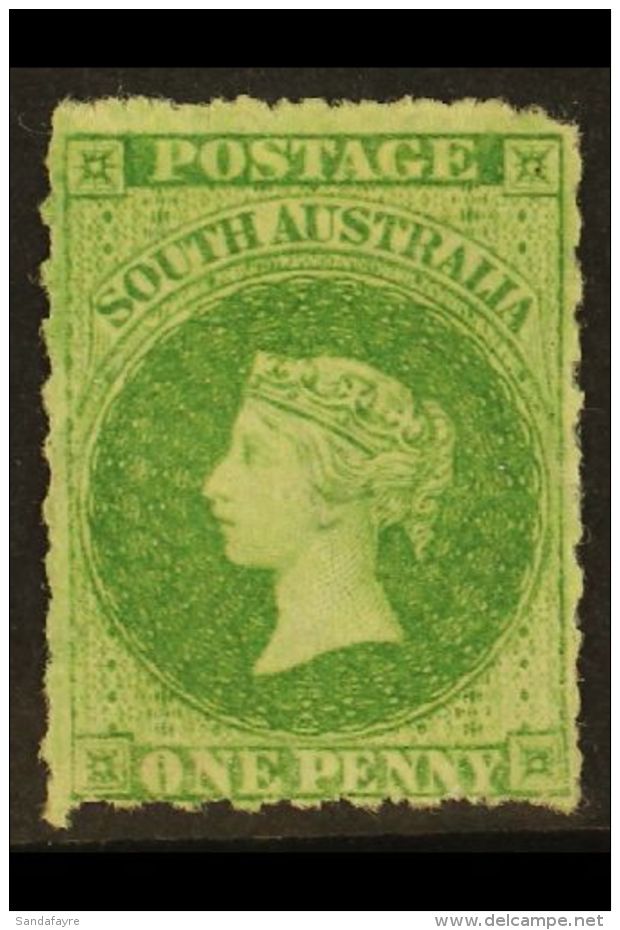 SOUTH AUSTRALIA 1858-59 1d Yellow-green Rouletted, SG 13, Unused No Gum With Slightly Rounded Corner At Upper... - Sonstige & Ohne Zuordnung