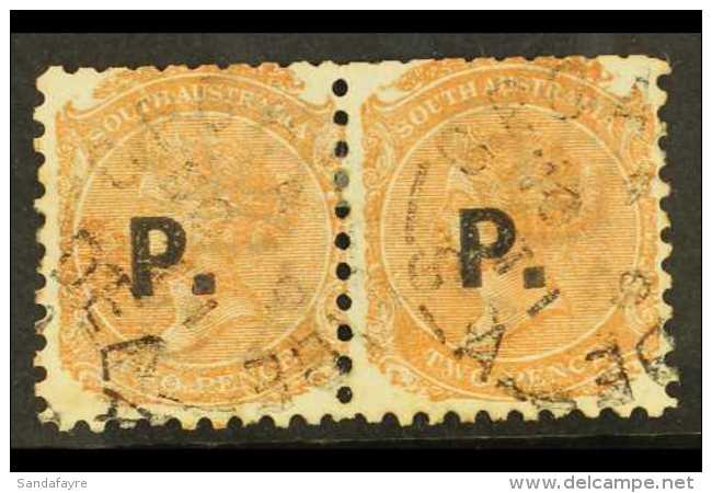 SOUTH AUSTRALIA - DEPARTMENTAL STAMPS "P" (Police) In Black On 2d Horizontal Pair, Neatly Cancelled.  For More... - Sonstige & Ohne Zuordnung