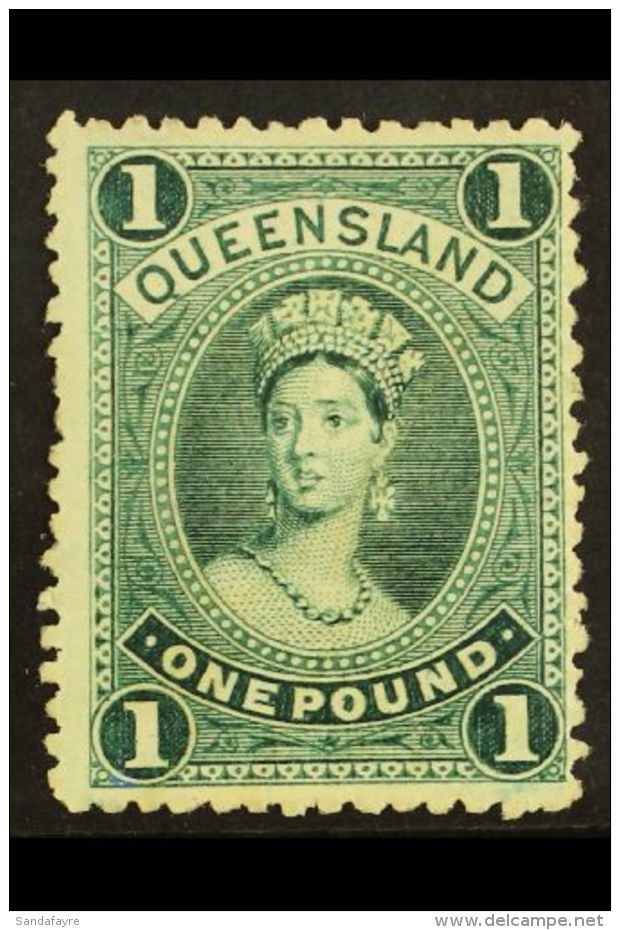 QUEENSLAND 1882-95 &pound;1 Deep Green, Perf 12, Watermark W10 On Thick Paper, SG 161, Fine Mint. For More Images,... - Sonstige & Ohne Zuordnung