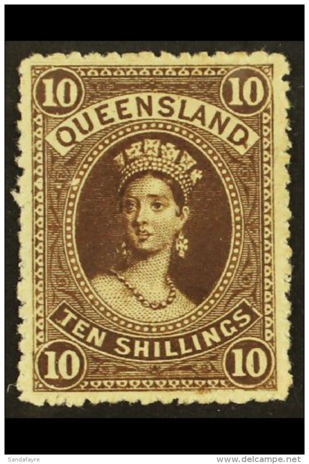 QUEENSLAND 1882-95 10s Brown, Perf 12, Watermark W10 On Thick Paper, SG 160, Fine Mint. For More Images, Please... - Sonstige & Ohne Zuordnung