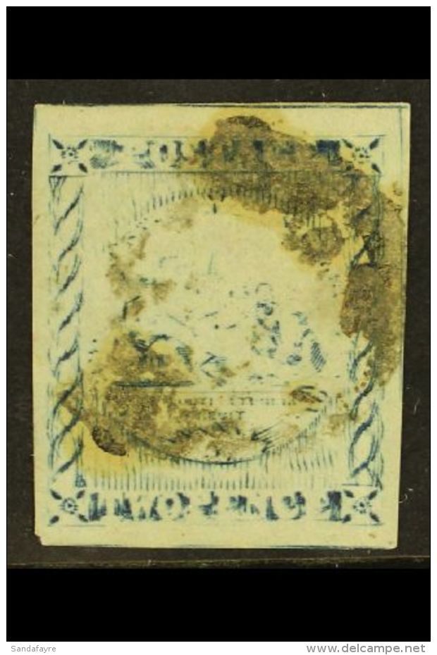 NEW SOUTH WALES 1850 2d Dull Blue "Sydney View", Plate I, (much) Later Impression, SG 18, Used With 4 Good Margins... - Sonstige & Ohne Zuordnung