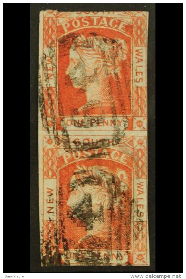 NEW SOUTH WALES 1851-2 1d Brick-red, On Bluish Medium Wove Paper, Vertical Pair, SG 48, Fine Used With "64"... - Andere & Zonder Classificatie