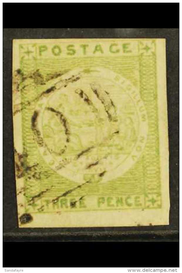 NEW SOUTH WALES 1850-51 3d Yellow-green SYDNEY VIEW, On Soft Yellowish Wove Paper, SG 39, Very Fine Used With Four... - Andere & Zonder Classificatie