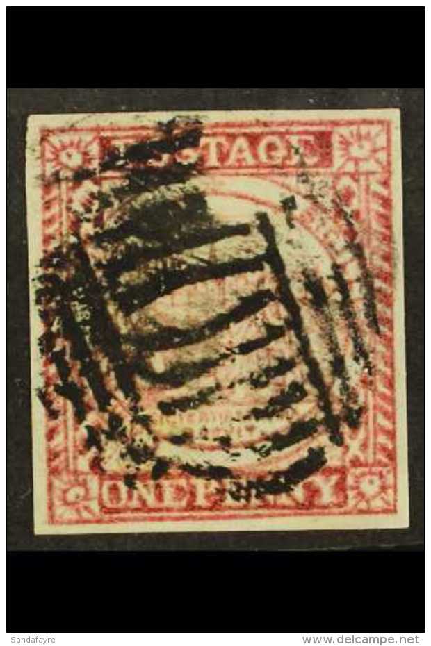 NEW SOUTH WALES 1850 1d Crimson-lake Greyish Paper, SG 9, Good Used, Four Good Margins Expertly Repaired At Right.... - Sonstige & Ohne Zuordnung
