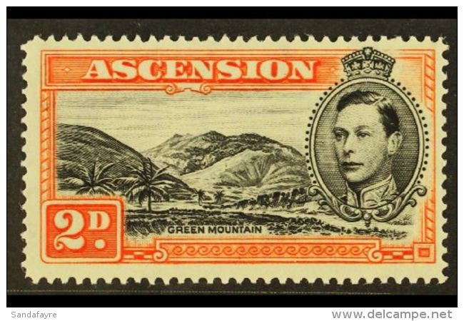 1938-53 2d Black And Red-orange Perf 14 With "MOUNTAINEER" FLAW, SG 41ba, Never Hinged Mint. For More Images,... - Ascension