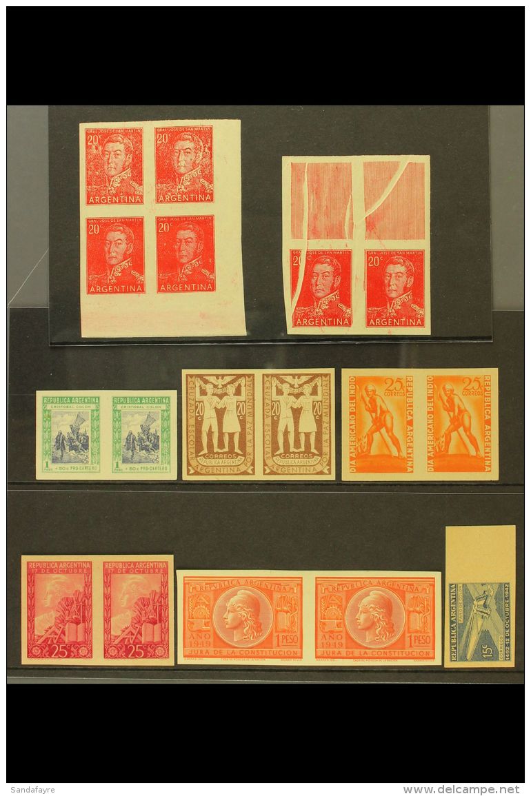 IMPERF PROOFS 1942 15c Lighthouse Single, 1944 1p+50c Columbus, 1947 20c School Crusade, 1948 25c Indian Day &amp;... - Sonstige & Ohne Zuordnung
