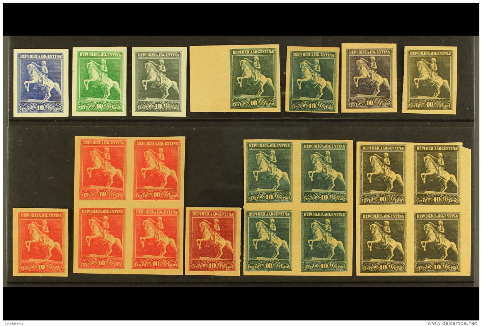 C.1890 UNISSUED DESIGN COLOUR TRIALS &amp; PROOFS 10c General On Horseback, 8 Different Colours On Card, Some Are... - Sonstige & Ohne Zuordnung