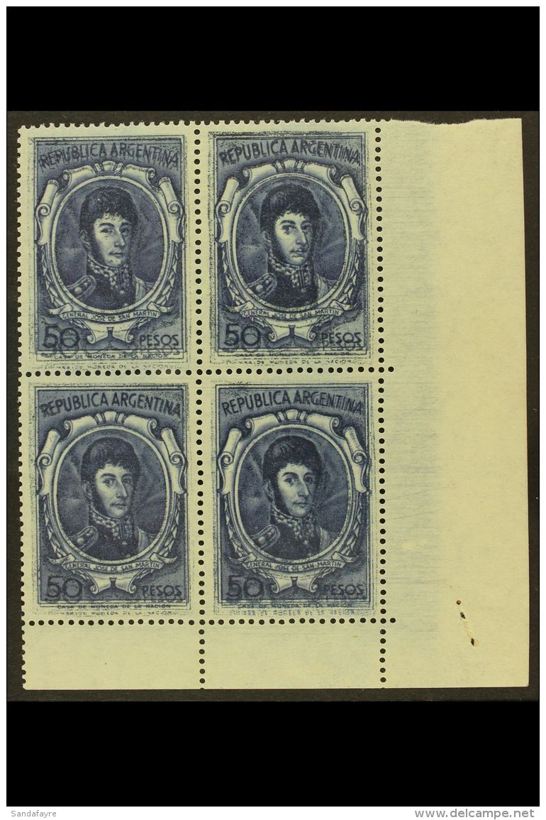 1967 50p General San Martin (as Scott 827, SG 1024) PRINTED DOUBLE, Never Hinged Mint Corner Block Of Four.... - Autres & Non Classés