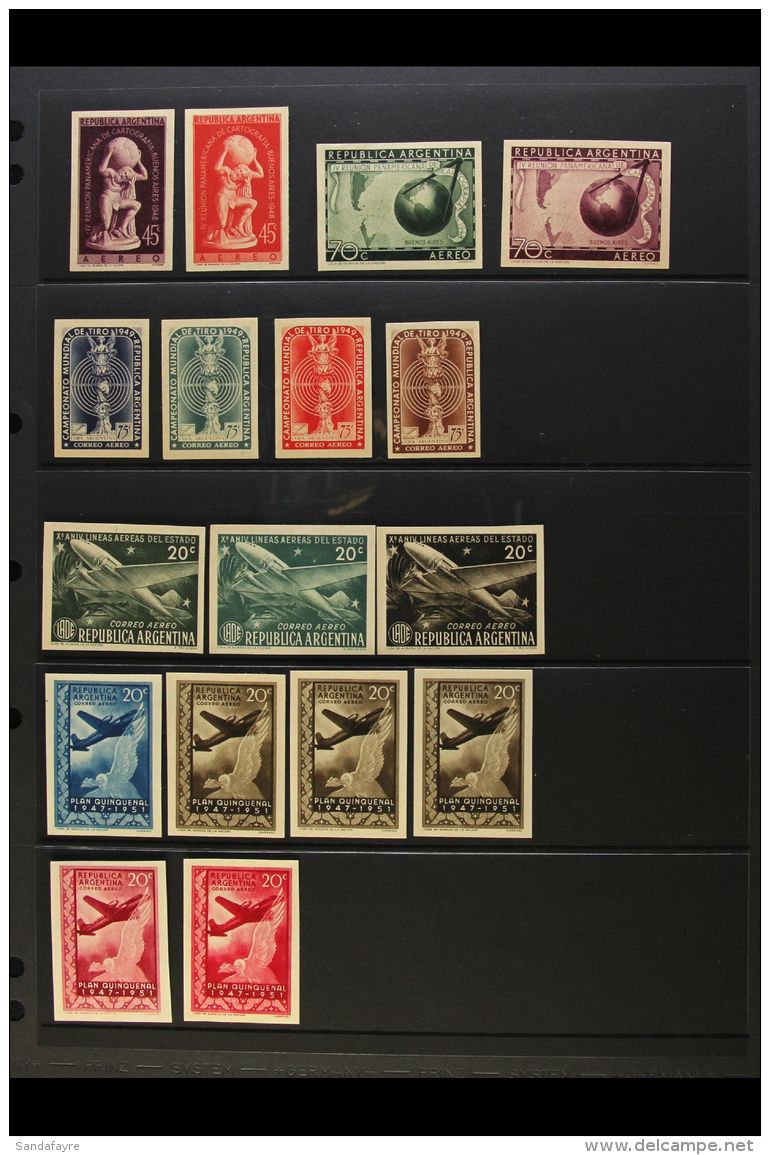 1948-51 AIRMAILS COLOUR TRIALS Imperforate, Up To Four Different Colours Of A Value, Between Scott C55/60 (21... - Sonstige & Ohne Zuordnung