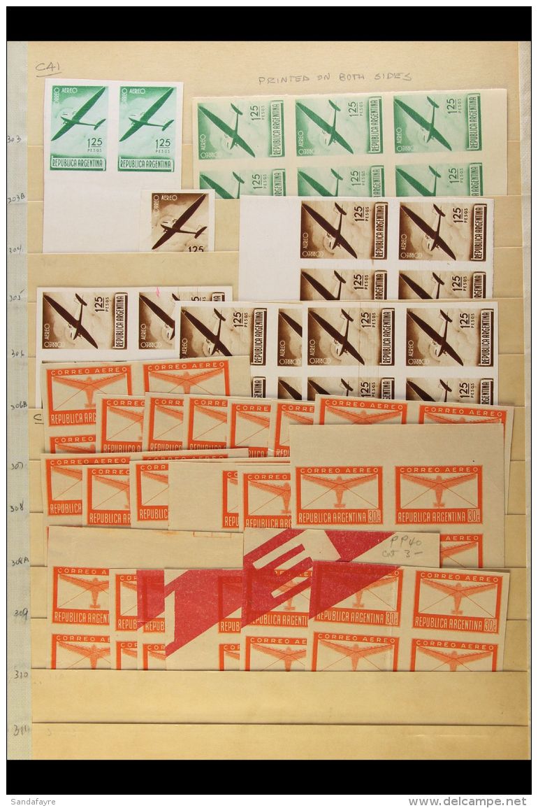 1940 AIRMAILS - COLOUR TRIALS &amp; PROOFS Accumulation, Mostly Of Pairs Or Blocks, Note 30c On Buff With Wide Red... - Autres & Non Classés