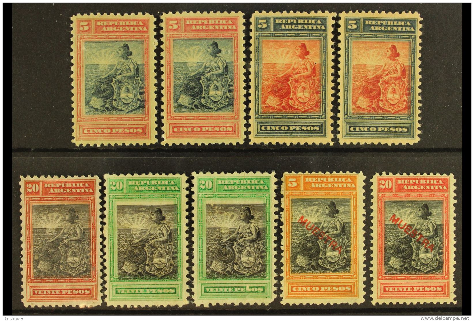 1899-1903 LIBERTY SEATED COLOUR TRIALS 5p &amp; 20p Values In Unissued Colours On Gummed &amp; Perforated Paper,... - Sonstige & Ohne Zuordnung