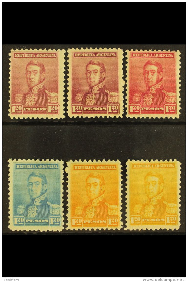 1896-7 COLOUR TRIALS 1p.20c San Martin, Scott 119 In Four Unissued Colours (includes Extra Shades Of Two Colours),... - Autres & Non Classés