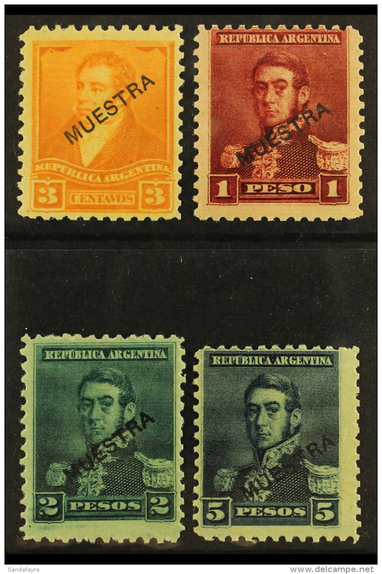 1892-5 3c Orange, 1p Lake, 2p Dark Green &amp; 5p Dark Blue, MUESTRA Overprints, Scott 95, 103/5, Fine Mint (4)... - Sonstige & Ohne Zuordnung