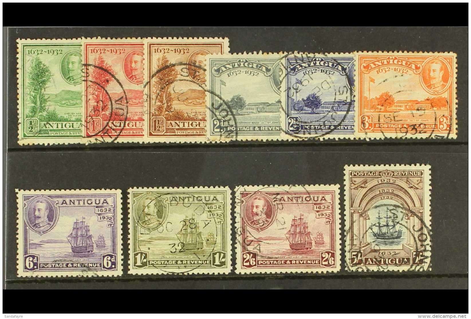 1932 Tercentenary Complete Set, SG 81/90, Very Fine Used, Few Tone Spots On Lower Values. Pretty! (10 Stamps) For... - Sonstige & Ohne Zuordnung
