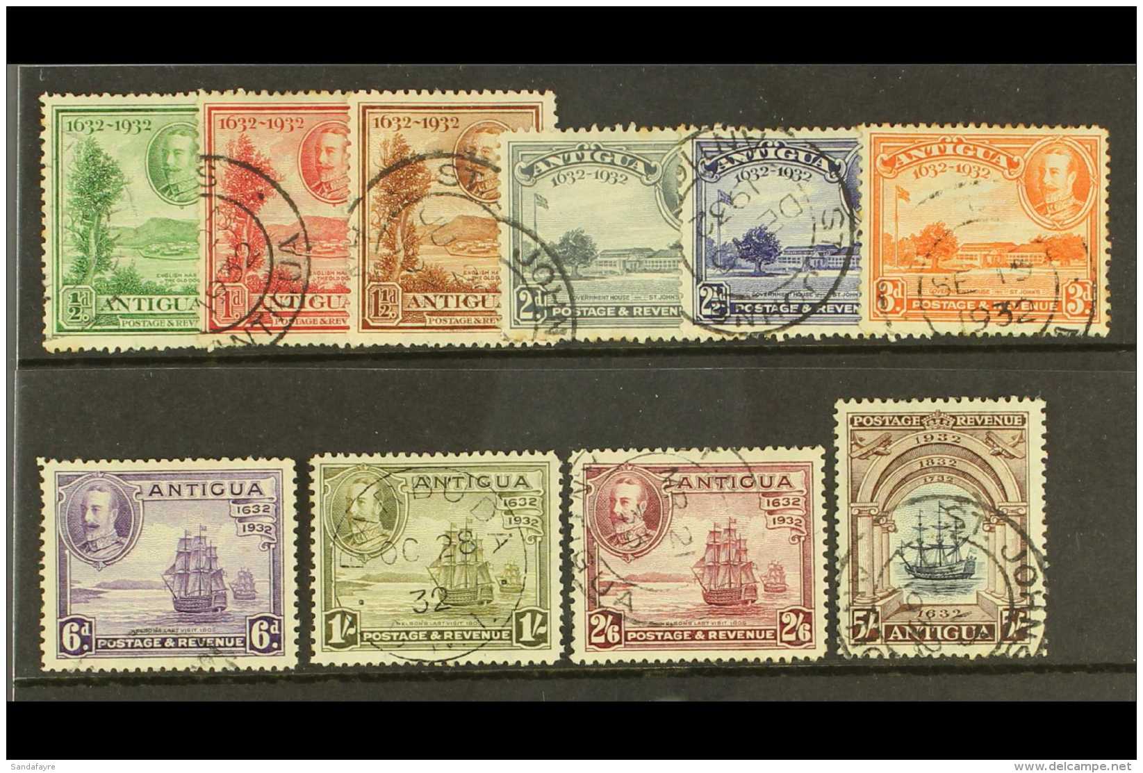 1932 Tercentenary Complete Set, SG 81/90, Very Fine Used, Few Tone Spots On Lower Values. Pretty! (10 Stamps) For... - Andere & Zonder Classificatie