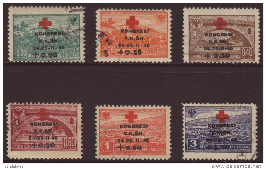 1946 Red Cross Congress Complete Opt Set, Mi 385/390, Fine Used. (6 Stamps)   For More Images, Please Visit... - Albanien