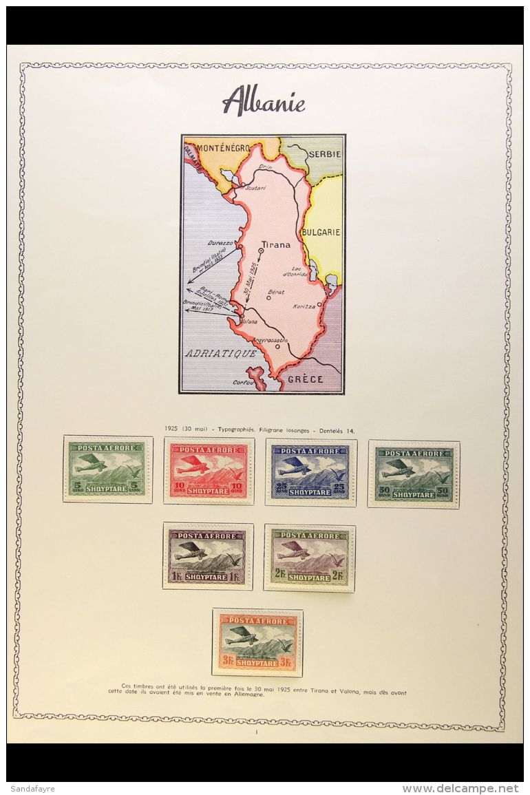 1925-1940 AIR POST ISSUES COMPLETE FINE MINT COLLECTION On Pages, All Different, Inc 1925 Set, 1927 Opt Set, 1928... - Albanië