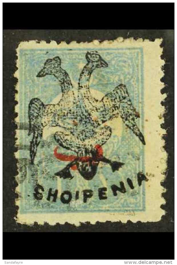 1913 1pia Ultramarine Ovptd With "Behie" In Red, Handstamped With "Eagle", Yv 8, Fine Used.  Scarce Stamp Cat... - Albanien