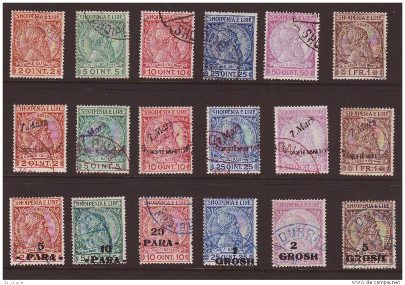 1913 - 1914 SKANDERBEG ISSUES Fine Used Selection Comprising 1913 Set, 1914 "7 Mars" Ovpt Set, 1914 Surcharge Set,... - Albanien